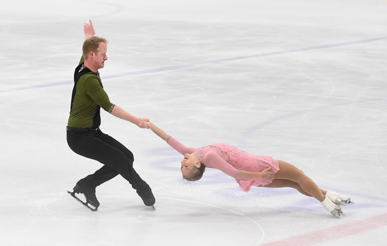 Chris Obzansky and Erin Krentz in a death spiral. 