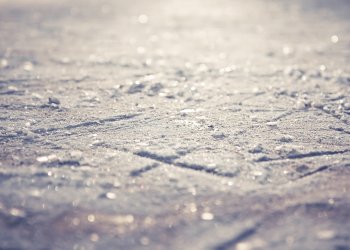 Rough ice with sunset.