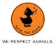 Save The Duck logo. The logo is an orange circle with a blue outline of a duck with the text "Save The Duck" at the bottom